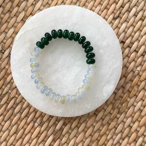 Green and Pale Blue Glass Beaded Bracelet